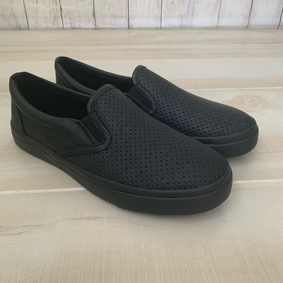 soda black slip ons